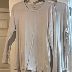 Women's Long Sleeve Crewneck Top - White set of 2